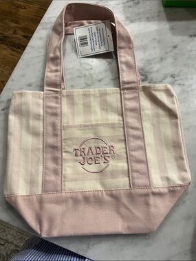 Trader Joe’s Pink Stripe Canvas Tote Bag NWT